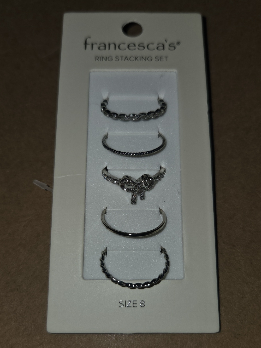 Francesca's Collections Silver Tone Five-Piece Stackable Ring Set